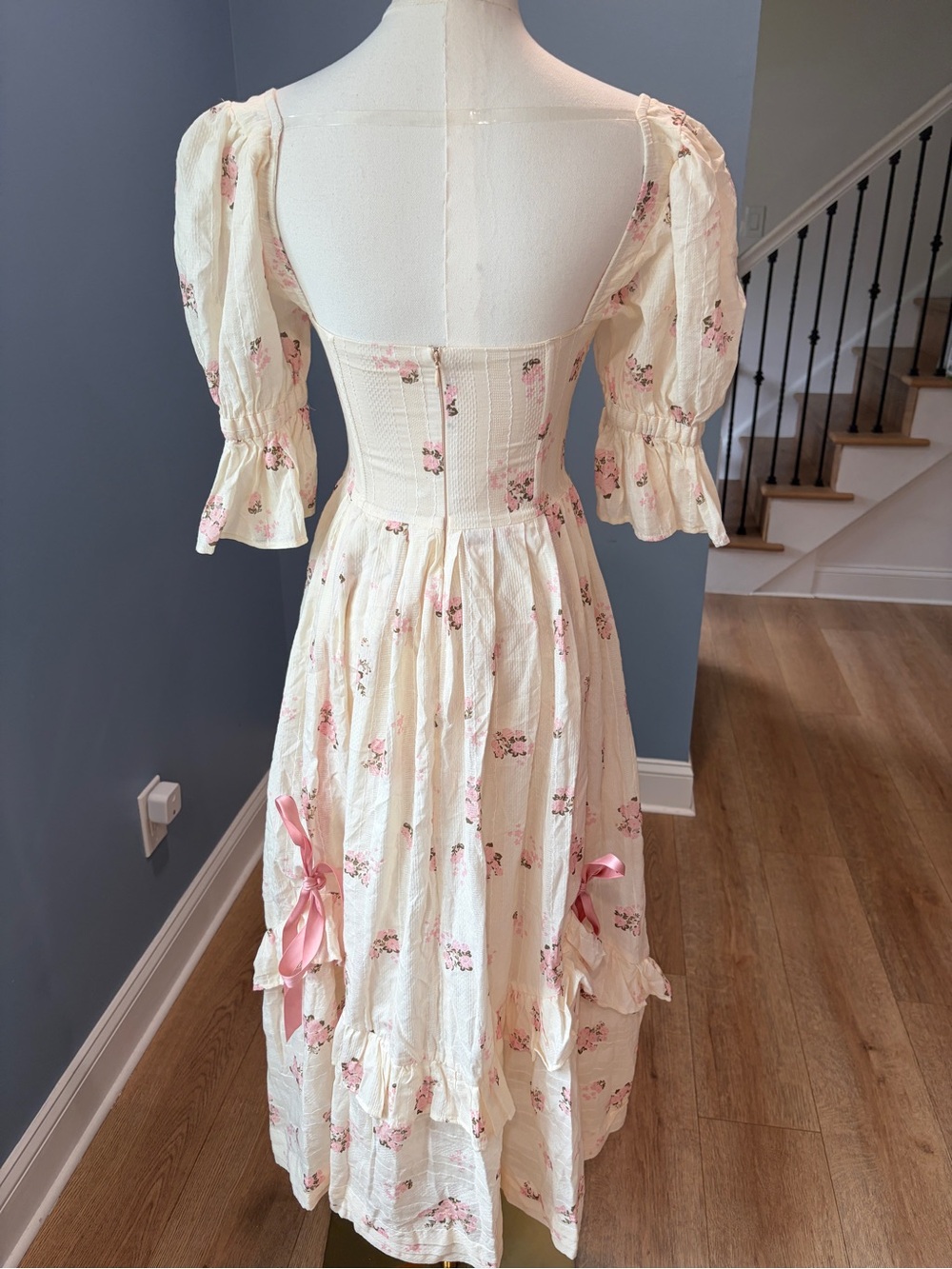 LaceMade Rose’s Smile Corset Dress II Cottagecore Floral Maxi Dress XS - Picture 8 of 11